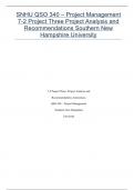 SNHU QSO 340 – Project Management 7-2 Project Three Project Analysis and Recommendations Southern New Hampshire University