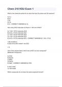 Chem 210 KSU Exam 1 with complete solution