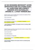 AZ 305 DESIGNING MICROSOFT AZURE INFRASTRUCTURE SOLUTIONS EXAM | ALL QUESTIONS AND CORRECT ANSWERS WITH RATIONALES | GRADED A+ | LATEST VERSION 2024