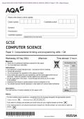 2024 AQA GCSE COMPUTER SCIENCE 8525/1A, 8525/1B, 8525/1C Paper 1 Computational thinking and programming skills Question Paper & Mark scheme (Merged) June 2024 [VERIFIED]