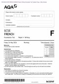 2024 AQA GCSE FRENCH 8658/WF Paper 4 Writing Foundation Tier Question Paper & Mark scheme (Merged) June 2024 [VERIFIED]