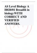 AS Level Biology A H020/01 Breadth in biology WITH CORRECT AND VERIFIED ANSWERS.Which organelle, A to D, is not involved in the production and secretion of enzymes in eukaryotes?  A Golgi apparatus  B ribosomes  C smooth endoplasmic reticulum  D vesicle -