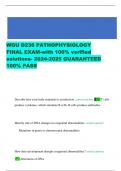 WGU D236 PATHOPHYSIOLOGY  FINAL EXAM-with 100% verified  solutions- 2024-2025 GUARANTEED  100% PASS