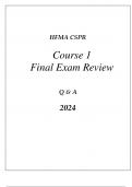 HFMA CSPR COURSE 1 OVERVIEW OF MANAGED CARE COMPREHENSIVE REVIEW Q & A 2024