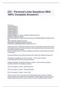 CIC - Personal Lines Questions With 100% Complete Answers!!