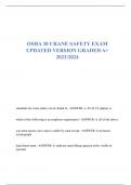 OSHA 30 CRANE SAFETY EXAM  UPDATED VERSION GRADED A+  2023/2024