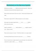 Worksheet on the Nervous System