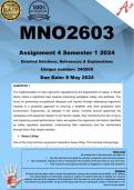 MNO2603 Assignment 4 (COMPLETE ANSWERS) Semester 1 2024 (340595) - DUE 8 May 2024