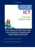 Motor Vehicle Law MPTC Study Guide Exam Containing 56 Questions with Certified Solutions 2024-2025.