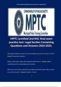 MPTC Lynnfield 2nd ROC final exam practice test- Legal Section Containing Questions and Answers 2024-2025.