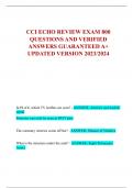 CCI ECHO REVIEW EXAM 800  QUESTIONS AND VERIFIED  ANSWERS GUARANTEED A+  UPDATED VERSION 2023/2024