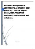 HED4805 Assignment 4 (COMPLETE ANSWERS) 2024 (182074) - DUE 26 August 2024 ;100% TRUSTED workings, explanations and solutions. .