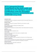 MTTC Integrated Science Exam(Based on the study guide and standards for the Michigan Teacher Certification exam for Secondary Integrated Science) QUESTIONS AND ANSWERS 2024/2025