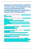 BOWLBY’S MONOTROPIC THEORY A LEVEL AQA ATTACHMENT -2024 ACTUAL QUESTIONS AND ANSWERS|ALREADY GRADED A+ SCORE NEW GENERATION 