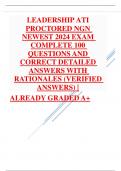 LEADERSHIP ATI PROCTORED NGN  NEWEST 2024 EXAM  COMPLETE 100  QUESTIONS AND  CORRECT DETAILED  ANSWERS WITH  RATIONALES (VERIFIED  ANSWERS) | ALREADY GRADED A+