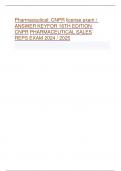 Pharmaceutical: CNPR license exam / ANSWER KEY FOR 16TH EDITION CNPR PHARMACEUTICAL SALES REPS EXAM 2024 / 2025    pharmaceuticals are arguably the most socially important health care product. true or false - CORRECT ANSWER-    pharmaceutical development 