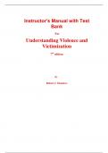 Instructor Manual with Test Bank for Understanding Violence and Victimization 7th Edition By Robert Meadows (All Chapters, 100% Original Verified, A+ Grade)