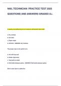 NAIL TECHNICIAN PRACTICE TEST 2020  QUESTIONS AND ANSWERS GRADED A+.