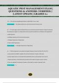 AQUATIC PEST MANAGEMENT EXAM |  QUESTIONS & ANSWERS (VERIFIED) |  LATEST UPDATE | GRADED A+