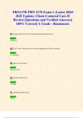 Exam 1,Exam 2 & Final Exams: PRN1178/ PRN 1178 (Latest 2024/ 2025 Updates STUDY BUNDLE WITH COMPLETE SOLUTIONS) Client-Centered Care II| Questions and Verified Answers| All Modules Covered| 100% Correct| A Grade - Rasmussen