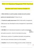 WGU C215 Operations Management PVDC Final Exam Questions and Answers Graded A