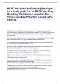 NAFC Nutrition Certification (Developed as a study guide for the NAFC Nutrition Coaching Certification based on the Venice Nutrition Program) Solved 100% Correct!!