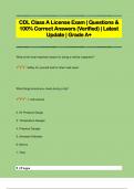 CDL Class A License Exam | Questions &  100% Correct Answers (Verified) | Latest  Update | Grade A+