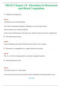 NR 631 Chapter 14- Alterations in Hemostasis and Blood Coagulation  (Latest 2024 / 2025) Questions and Answers (Verified Answers)