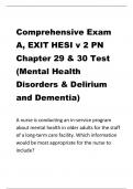 Comprehensive Exam A, EXIT HESI v 2 PN Chapter 29 & 30 Test (Mental Health Disorders & Delirium and Dementia) A nurse is conducting an in-s