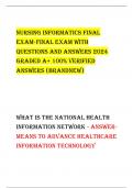 Nursing Informatics Final Exam-Final ExaM With Questions And Answers 2024 Graded A+ 100% verified Answers (BRANDNEW)