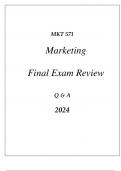 (UOP) MKT 571 MARKETING COMPREHENSIVE FINAL EXAM REVIEW Q & A 2024