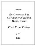 UOP) MPH 540 ENVIRONMENTAL & OCCUPATIONAL HEALTH MANAGEMENT EXAM