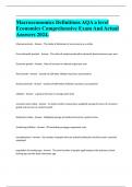  Macroeconomics Definitions AQA a level Economics Comprehensive Exam And Actual Answers 2024.