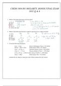 CHEM 1604.001 MOLARITY , BONDS ADVANCED CHEM FINAL EXAM Q & A 2021 (Banard Uni).