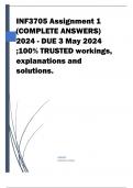 INF3705 Assignment 1 (COMPLETE ANSWERS) 2024 - DUE 3 May 2024 ;100% TRUSTED workings, explanations and solutions. .... Question 1 [20 marks] Critically discuss the 5 levels involved in the process of maturity model. Question 2 [10 marks] Suggest why it is