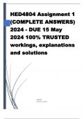 HED4804 Assignment 1 (COMPLETE ANSWERS) 2024 - DUE 15 May 2024 100% TRUSTED workings, explanations and solutions. ......................................... Develop a glossary of any 5 key terms in philosophy of education in which you critically engage wit