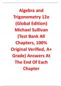 Test Bank for Algebra and Trigonometry 12th Edition (Global Edition) By Michael Sullivan (All Chapters, 100% Original Verified, A+ Grade)