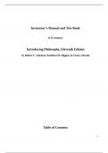 Instructor’s Manual and Test Bank to Accompany Introducing Philosophy, Eleventh Edition by Robert C. Solomon, Kathleen M. Higgins, & Clancy Mart