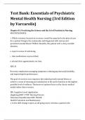 Test Bank: Essentials of Psychiatric Mental Health Nursing (3rd Edition by Varcarolis)