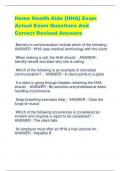 Home Health Aide {HHA} Exam Actual Exam Questions And  Correct Revised Answers