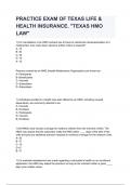 PRACTICE EXAM OF TEXAS LIFE & HEALTH INSURANCE. _TEXAS HMO LAW