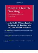 Mental Health ATI Exam Questions Containing 228 Questions with Definitive Solutions 2024-2025. 