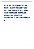 HESI A2 ENTRANCE EXAM MATH EXAM NEWEST 2024 ACTUAL EXAM QUESTIONS AND CORRECT DETAILED ANSWERS VERIFIED ANSWERS ALREADY GRADED A+