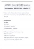 NUR 2206 - Exam #2 NCLEX Questions and Answers 100% Correct | Graded A+