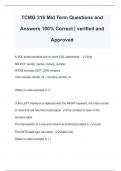 TCMG 316 Mid Term Questions and Answers 100% Correct | verified and Approved