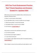 NYS Tow Truck Endorsement Practice Test 7 Exam| Questions and Answers Graded A+ | Updated 2024 