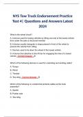 NYS Tow Truck Endorsement Practice Test 4| Questions and Answers Latest 2024