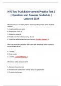 NYS Tow Truck Endorsement Practice Test 2 | Questions and Answers Graded A+ | Updated 2024 