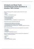 Urinalysis and Body Fluids Comprehensive Exam Questions & Answers 100% Correct