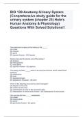 BIO 139-Anatomy-Urinary System (Conprehensive study guide for the urinary system (chapter 20) Hole's Human Anatomy & Physiology) Questions With Solved Solutions!!